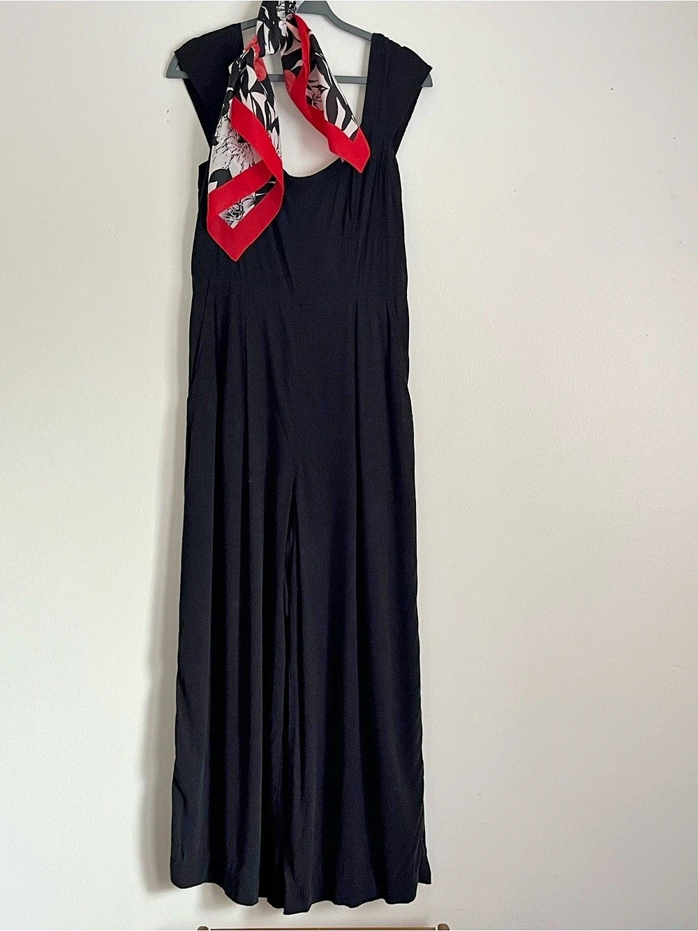 MadeWell Black Wide Leg Smocked Back Jumpsuit Size 12